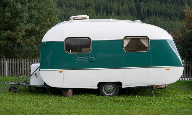 rsz green & white travel trailer